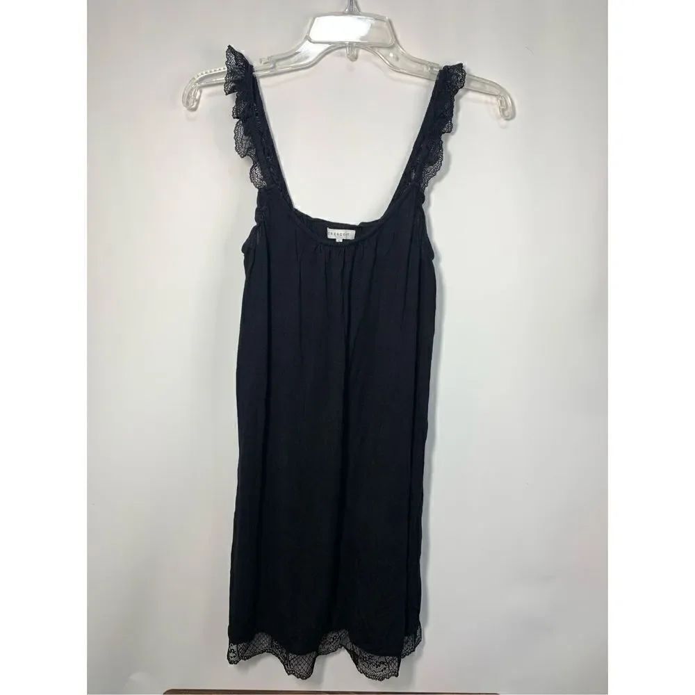 Crescent, black tank, nightgown lace detail, size small ￼